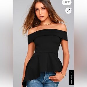 Lulu's Shopping Spree Classic Black Off Shoulder Top